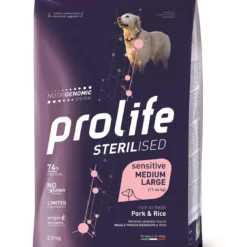 Prolife Cane Sterilised Sensitive Adult Maiale & Riso Medium Large 2,5 Kg